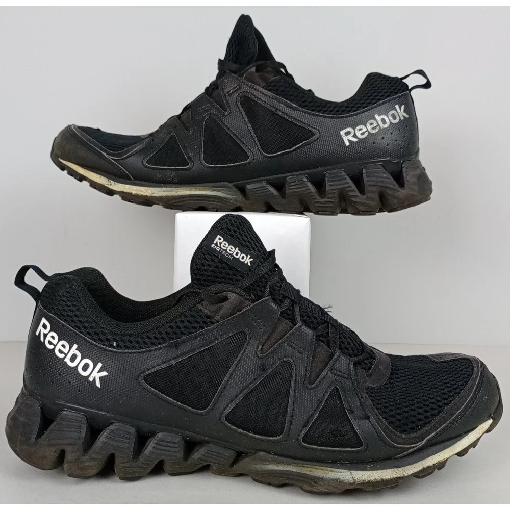 Reebok Men's 12 Black Zigtech Sneakers Running Shoes